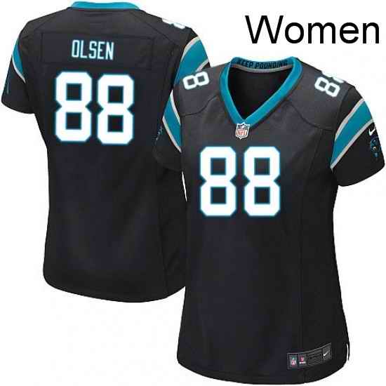 Womens Nike Carolina Panthers 88 Greg Olsen Game Black Team Color NFL Jersey